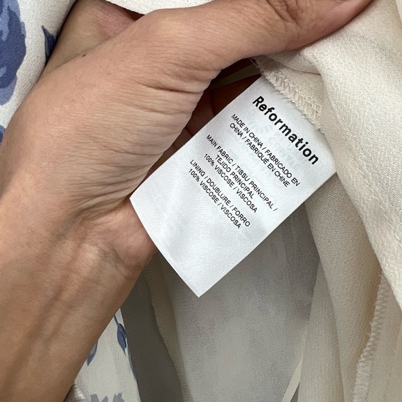 Reformation Winslow Lucerne Floral Blue White Rose Wrap Dress slit tie waist NWT - Picture 8 of 9